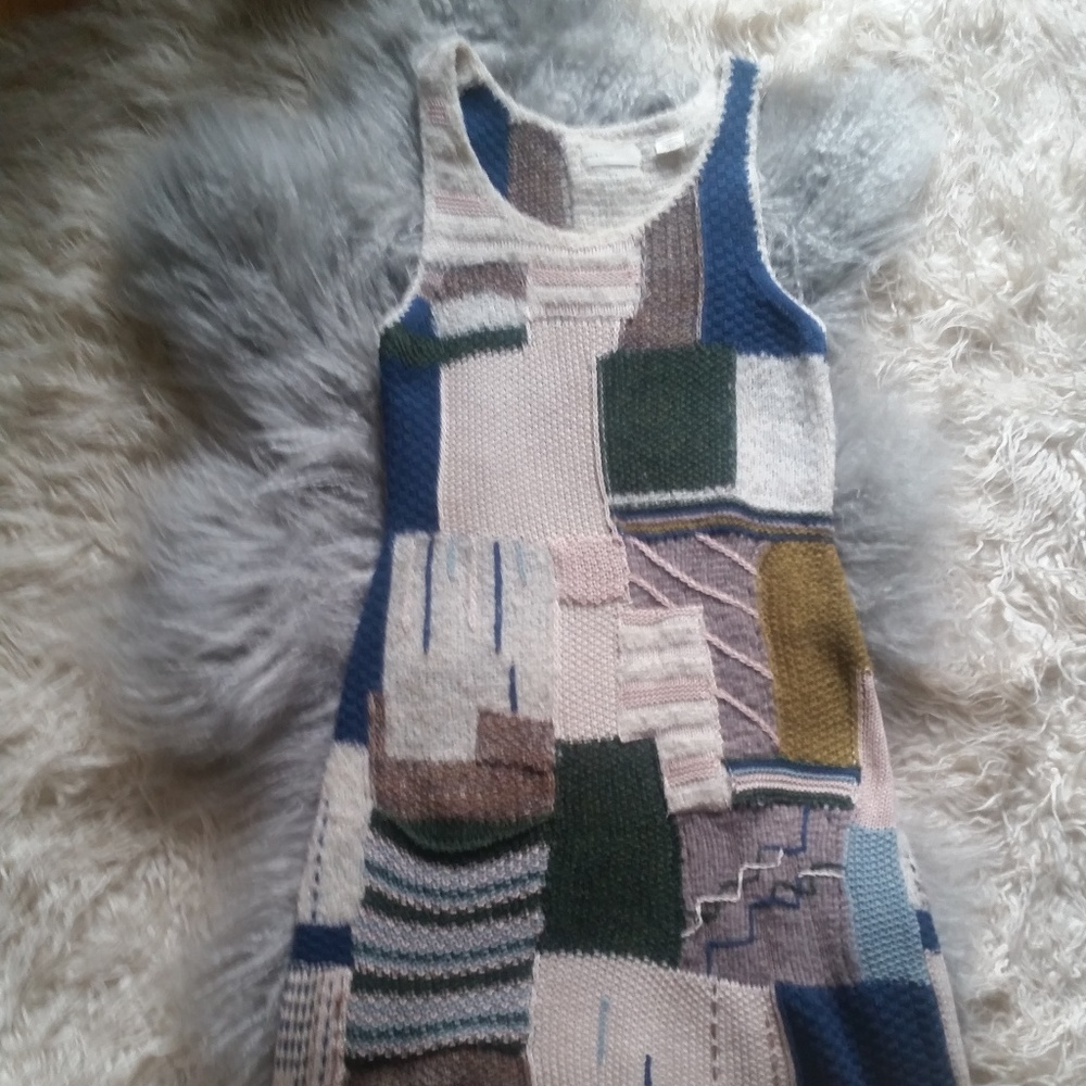 EUC Anthro Sleeping on Snow Patchwork Knit Dress